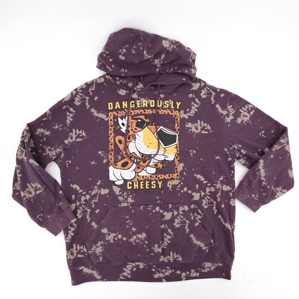 Cheetos Chester Cheetah Sweater Womens Medium PUrple Graphic Print Hoodie